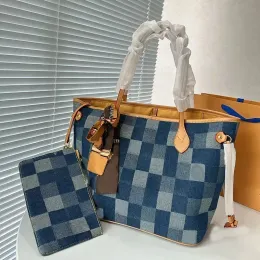 NEUE Mode-Luxusmarke Blue Denim Jacquard Cross Body Umhängetaschen Designer bedruckte Cross Body Damen Tragetaschen Denim Reisehandtasche Crescent Loop Underarm