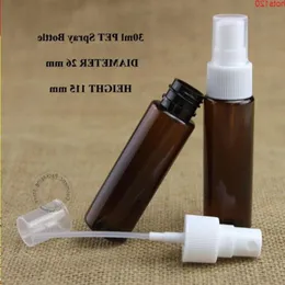 Toptan 100 PCS/Lot 30ml Plastik Amber Pet Parfüm Sprey Atomizasyon Şişe Beyaz Kapak 1oz Doldurulabilir Konteyner