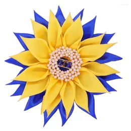 Broszki świetna jakość warstwy wstążki kursage kwiat żółty niebieski bractwo Pearl sigma gamma broszka college grupa społeczna
