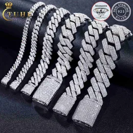 Charme Pulseiras 8-25mm Pass Diamond Tester 925 Sterling Silver Estilo Top Quality Moissanite Cuban Link Tornozeleira Pulseira para Homens Iced Out Chain BHI3