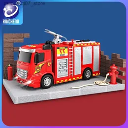 Sand Play Water Fun Ladder Firetruck Fire Truck Brandmän bil Spray Water Gun Music Light Sam Fire-Fight Engineering Engineering Engine Model Toys Gift L240312