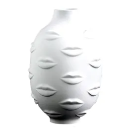 アーティストは鉢植え植物植物植物庭の飾り白い陶器の花瓶のリップホワイトセラミック220406283r