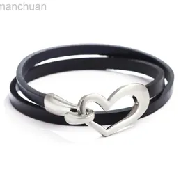 Bangle TOTABC Newest Design Black Simple love Leather Charms Bracelet for Women Simple Blank Design Amazing Width Bracelet Bangle ldd240312