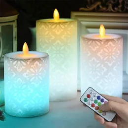 Dans eden alevle kablosuz uzaktan LED mum, düğün dekorasyon gecesi içindeki LIGHTWAX sütun mumları Lightchristmas Candles T20010215E