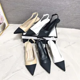 Frauen Ziegenleder Grosgrain Pumps 8CM 10cm Echtes Leder Perle High Heels OL Channeliess Kleid Schuhe Dame Beige Weiß Schwarz Slingback Sandale Für Party Hochzeit