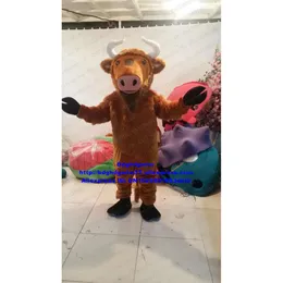 Mascot kostymer Brown Kerbau Buffalo Bison Wild Ox Bull Cattle Calf Mascot Costume Carcher Character Adult Outfit Suit Shop Celebration ZX1640