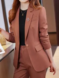 Women Casual Elegant Business Trousers Suit Office Ladies Slim Vintage Blazer Pantsuit Female Fashion Korean Clothes Two Pieces 240305