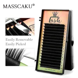 MASSCAKU 16 LINES LASHES CLASSIC VOLUME EYGRASH EXTENSION MATTE Svart Professionell mjuk naturlig lättare sminkförsörjning 240311