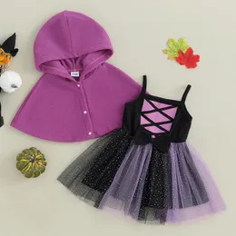 Комплекты одежды CitgeeAutumn, комбинезоны для маленьких девочек на Хэллоуин, платье, одежда, юбка без рукавов в горошек с подолом, боди с капюшоном, осень