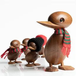 Duck Duckling Wood for Crafts Animal Figures Wooden Decoration Home Accessorie Living Room Christmas Danish Nordic Desk Ornament 22364