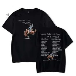 Bad Bunny Most Wanted Tour 2024 Wysokiej jakości stylowe mężczyzn T Shirt Mężczyźni Mężczyźni Letni moda o nokrecie Krótkie T-koszulki Designers Krótkie rękawa 5419