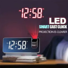 Andra klocktillbehör 180 Armprojektion Digital Alarmklocka Temperatur Fuktighet Nattläge Snooze Table Clock 12/24H USB Projector LED CLOCKL2403