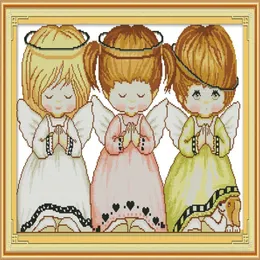 Tre Little Angels Home Cross Stitch Kit Handmade Cross Stitch Embrodery Nålarbeten räknade tryck på duk DMC 14CT 11CT2797