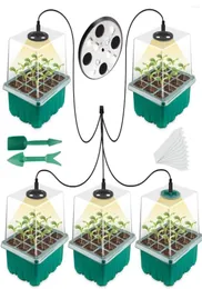 Kit de bandejas iniciais para sementes de plantas, luzes para cultivo, bandeja de mudas com estufa leve, buracos para cultivo, 60 células por 5 pacotes 4638281