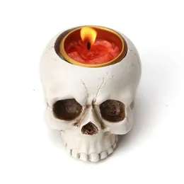 Small Skull Head Ashtray Candlestick Candle Holder Tray Molds Silicone Craft Clay Mould for Concrete Resin Pot Making 210722321Z