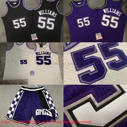 Klasyczny retro autentyczny haft 1998-99 Basketball Jason 55 Williams Jersey Retro Black Purple Real Szyfowany Sport High Quality Man Jerseys koszulka