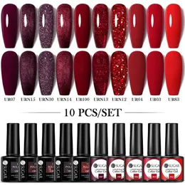 UR SUGAR 10-teiliges Gel-Nagellack-Set mit blauem Farbverlauf für Maniküre, Frühlingsfarben, Nagelset zum Einweichen, UV-LED-Lampe, Kunstdesign, 240229