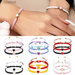 Beaded 2Pcs/Set Initial Heart Charms Bracelets Handmade Adjustable Braided Bracelets For Women Men Couple Friendship Jewelry L24213