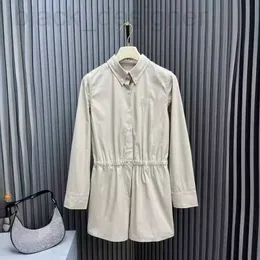 Vestidos casuais básicos designer Nanyou MIU Home Camisa bordada macacão para mulheres 2024 primavera nova moda, redução de idade, versátil commuter I905