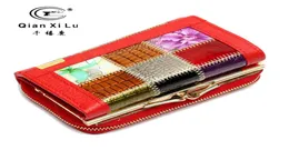 Qianxilu العلامة التجارية أزياء السيدات المحفظة الهندسية المحفظة Carte Porte Monnaie Femme Carteira de Couro Wallet8729748