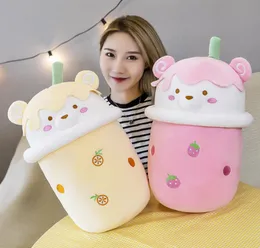 Cute Cartoon Milk Tea Bear Bubble Tea Cup Shaped Pillow Plush Toys Reallife Stuffed Soft Back Cushion Funny Boba Food 25cm3035030