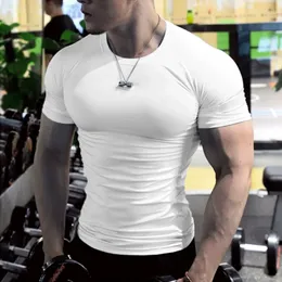 Мужская летняя футболка для фитнеса с коротким рукавом для бега, спортзала, футболок для мышц, негабаритных тренировок, повседневные топы высокого качества, одежда 240301