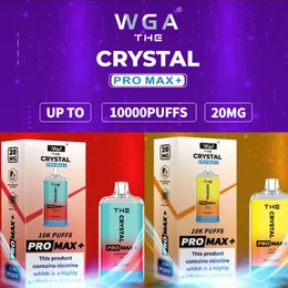 Orijinal WGA The Crystal Pro Max 10000 Plus Puflar Tek Kullanımlık Vape 850mAH Buhar Kutusu 10K Bar