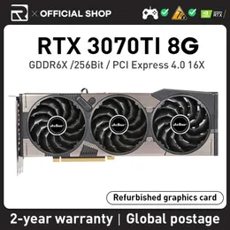 JIESHUO RTX 3070TI 8GB Nvidia GeForce Placa gráfica três ventiladores 6144 GDDR6X 256bit PCIE4.0x16 Suporte para desktop de jogos de computador