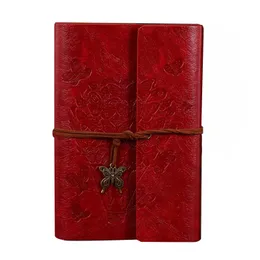 Embossed Gift Replaceable A6 Office Journal Notebook School Classic Refillable Diary Travel Retro With Pendant Spiral Bound 240304