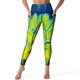 Kvinnors leggings slipsar färgtryck abstrakt design gym yoga byxor skjuter upp avslappnade leggins elastiska sport beneget gåva