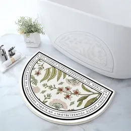 Floral Flower Shower Mat Microfiber Bathtub Door Entrance Mats Pet Rugs Kitchen Floor Doormat for Bathroom Tapis Salle De Bain 220232B