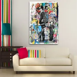 Graffiti Canvas Banksy Art Canvas Poster e stampe Divertenti scimmie Graffiti Street Art Immagini a parete per la decorazione della casa moderna286I