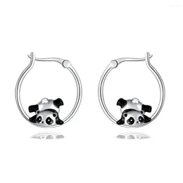 Kolczyki stadnorskie harong Innovative Funny Panda Hoop Fashion Simple Silver Splated Animal Series Biżuteria do kobiety dziewczyna świąteczna prezent