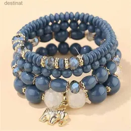 Beaded Diezi Nya koreanska flerfärgade kristallpärlor Elastiska reparmband för kvinnor Elefant Wrap Strand Armband Girls Pulseira Femininal24213