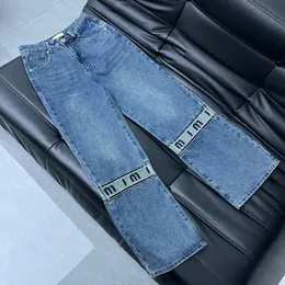2024 womens jeans designer jeans letter embroidered fashion brand vintage washed high wais straight leg denim pants