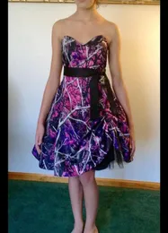 Muddy Girl Camo Prom Dresses Short Formal Gown Sweatneckline Satin Wedding Bridal Dresses3726051