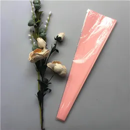 품질 도매 무광택 단일 장미 꽃 가방 반투명 한 큰 삼각형 가방 꽃 포장 싱글 가지 꽃 번들 백