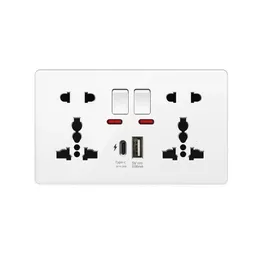 White 18W TypeC Smart Quick Charging usb wall socket Electrical Outlet Wall Plug with USB Universal Dual 5pin Power Socket 240228