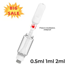 Prezzo di vendita diretta in fabbrica Carrelli in ceramica Cartucce Vape 2 ml 1 ml 0,5 ML Sigaretta elettronica Atomizzatori di olio denso vuoti Tubo centrale con punta in ceramica 510 Filettatura Atomizzatore Fori olio 2 * 2,5 mm