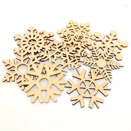 Christmas Decorations 20/50/100Pcs 50mm Wooden Snowflake Unfinished Wood Ornaments Cutouts Slices DIY Handicraft For Decoration