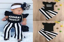 Pantaloni per bambina per bambini Vestiti per bambina estiva Pantaloni per maglietta Set da 2 pezzi Abiti firmati per bambini Pantaloni a righe con volant per lettera Tshirt5132262