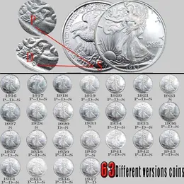 Liberty Coins 63pcs USA Yürüyüş parlak gümüş kopya para tam set sanat koleksiyon249h
