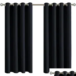 Gardin draperier 2 bitar sovrum blackout trasa grommet svart droppe leverans hem trädgård el leveranser deco dhtgk