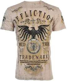 Мужская футболка Affliction Мужская футболка TRIED Eagle SAND TOBACCO WASH Tattoo Biker Спортивные топы S3XL6324138