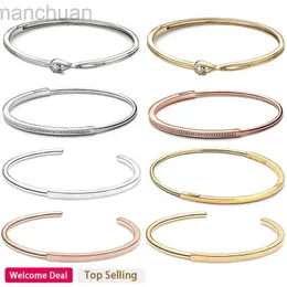 Bangle New 925 Silver Signature Series Bracelet New Classic Series I-D (Open) Bracelet Suitable for Original Womens Charm DIY Jewelry ldd240312