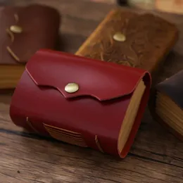 Mini handgjorda läderdagbokstrådbundna Kraft Paper Journal Portable Gift Notebook 240304