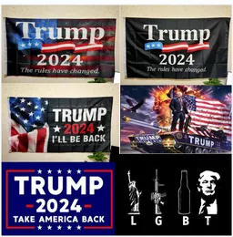 Trump flaggar 3x5 ft 2024 Återval Save America igen flagga med mässing Grommets patriotiska banner utomhus inomhusdekoration