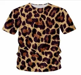 New Fashion Leopard O Neck Tshirt Large Size Leisure 3D Printing Personality Loose Fitness Workout Tee Shirts DX045830693