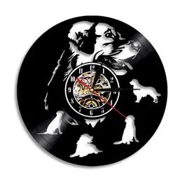 Labrador Golden Retriever Dog Vinyl Record Wall Clock House Pet Decoration Wall Lamp Hanging Watch Pug Animal Dog Lover Gift X0726212U