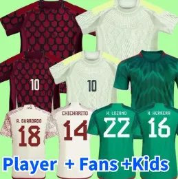 Mexiko Chicharito Mens Soccer Jerseys 22 23 H. Lozano A. Guardado Home Away Training Wear R. Jimenez National Team Football Shir